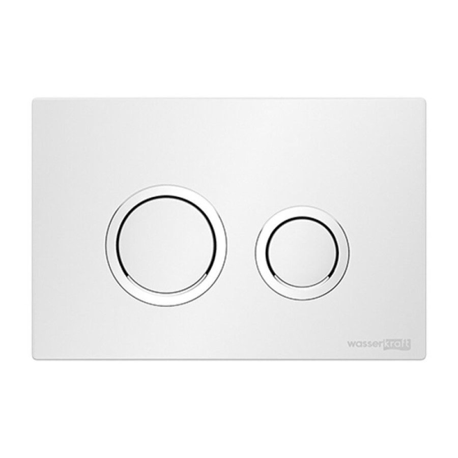 Инсталляция для унитаза WasserKraft Abens 20TLT.010.ME.WH.WH01, декоративная стеклянная панель белая, механическая кнопка смыва белая, ободки хром