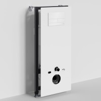 Инсталляция для унитаза WasserKraft Abens 20TLT.010.ME.WH.WH04, декоративная стеклянная панель белая, механическая кнопка смыва белая