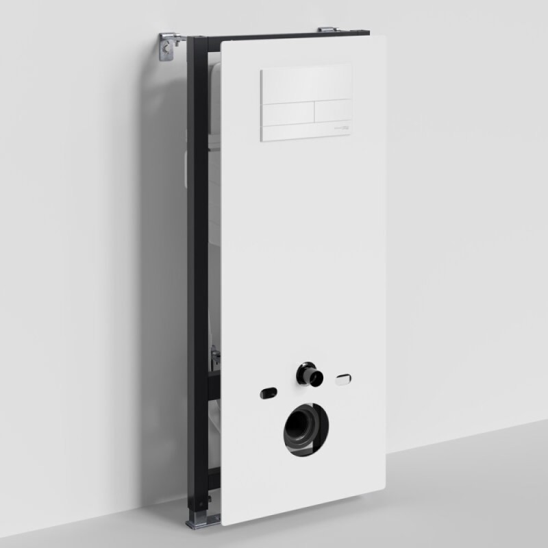 Инсталляция для унитаза WasserKraft Abens 20TLT.010.ME.WH.WH04, декоративная стеклянная панель белая, механическая кнопка смыва белая