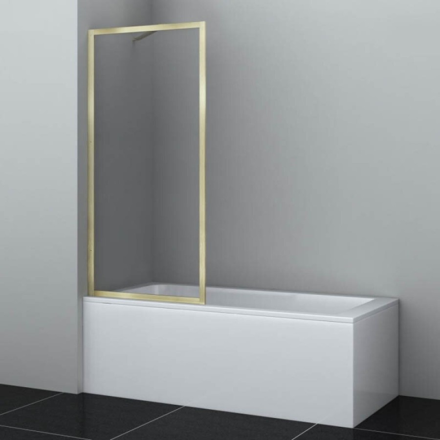 Стеклянная шторка на ванну WasserKraft Abens 20W, 80 х 160 см, стекло прозрачное, профиль золото матовое, 20W01-80 BG Fixed WasserSchutz
