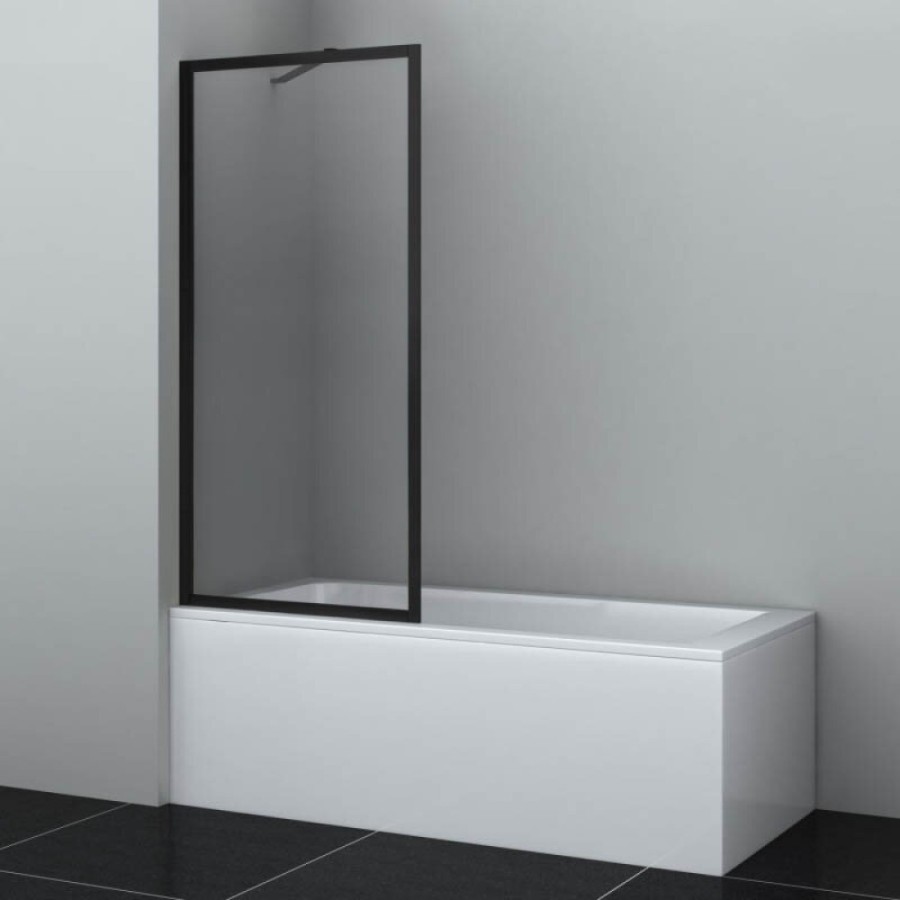 Стеклянная шторка на ванну WasserKraft Abens 20W, 80 х 160 см, стекло прозрачное, профиль черный матовый, 20W01-80 MB Fixed WasserSchutz