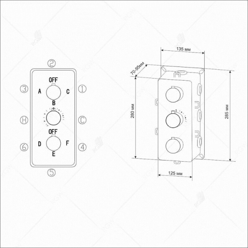Смеситель RGW Shower Panels SP-41-03, 21140541-31, для душа термостатический, хром