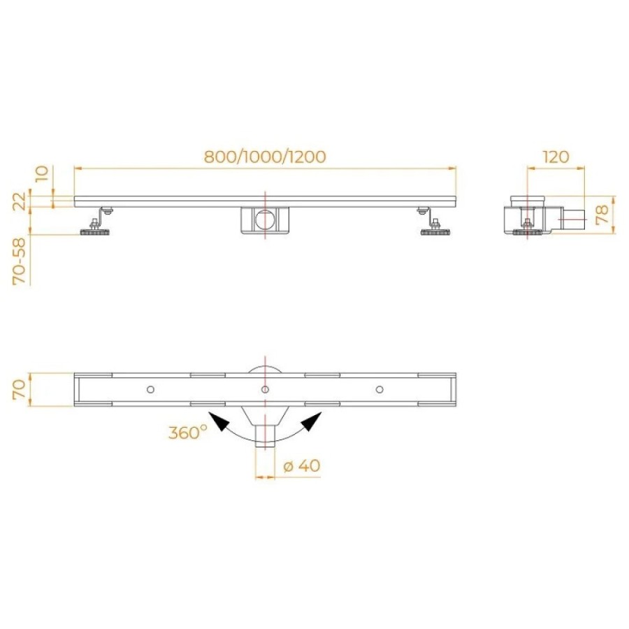 Дренажный канал RGW SDR-08B 21210810-014, 100 см, с решеткой под плитку, черный