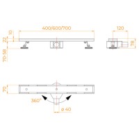 Дренажный канал RGW SDR-08 21210870-011, 70 см, с решеткой под плитку, хром