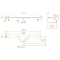 Дренажный канал RGW SDR-60 21216000-011, 60 см, решетка под плитку, хром