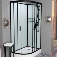 Душевая кабина Frank F412R Black без крыши, 120 x 80 см, низкий поддон, стекла прозрачные, профиль черный, 214014