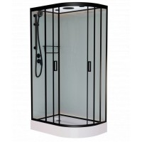 Душевая кабина Frank F412 L Black, 120 х 80 см, низкий поддон, стекла прозрачные, профиль черный, 214214