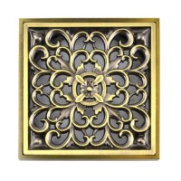 Душевой трап Bronze de Luxe, горизонтальный выход, комбинированный затвор, с дизайн-решеткой Узоры, бронза, 21962-5602