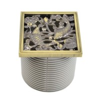 Душевой трап Bronze de Luxe, горизонтальный выход, комбинированный затвор, с дизайн-решеткой Рыбы, бронза, 21980-5602