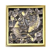 Душевой трап Bronze de Luxe, вертикальный выход, магнитный сухой затвор, с дизайн-решеткой Рыбы, бронза, 21980-5902