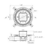 Душевой трап Bronze de Luxe, горизонтальный выход, комбинированный затвор, с дизайн-решеткой Дракон, бронза, 21986-5602