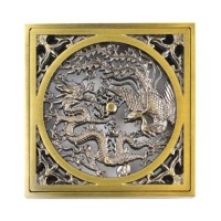 Душевой трап Bronze de Luxe, горизонтальный выход, комбинированный затвор, с дизайн-решеткой Дракон, бронза, 21986-5602