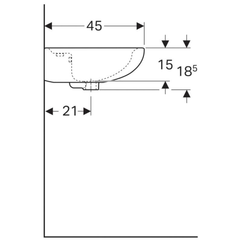 Раковина Geberit Renova 223055000, 55 см, фарфор, белая