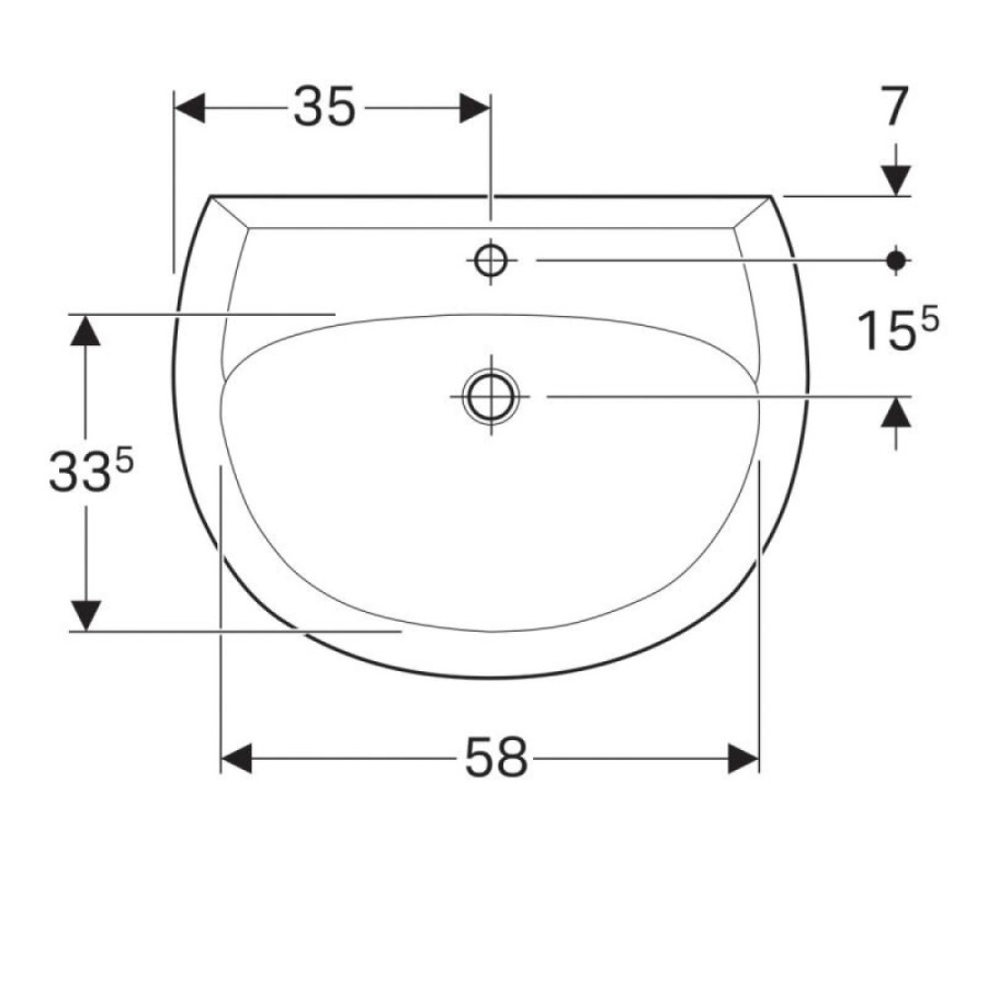 Раковина Geberit Renova 223070000, 70 х 53 см, белая