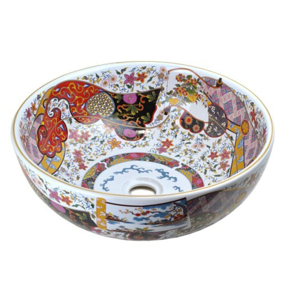 Раковина Bronze de Luxe Festival, 42 х 42 х 15 см, накладная, белая/с орнаментом, 2231