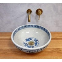 Раковина Bronze de Luxe Melody, 42 х 42 х 16 см, накладная, белая/синяя, 2241