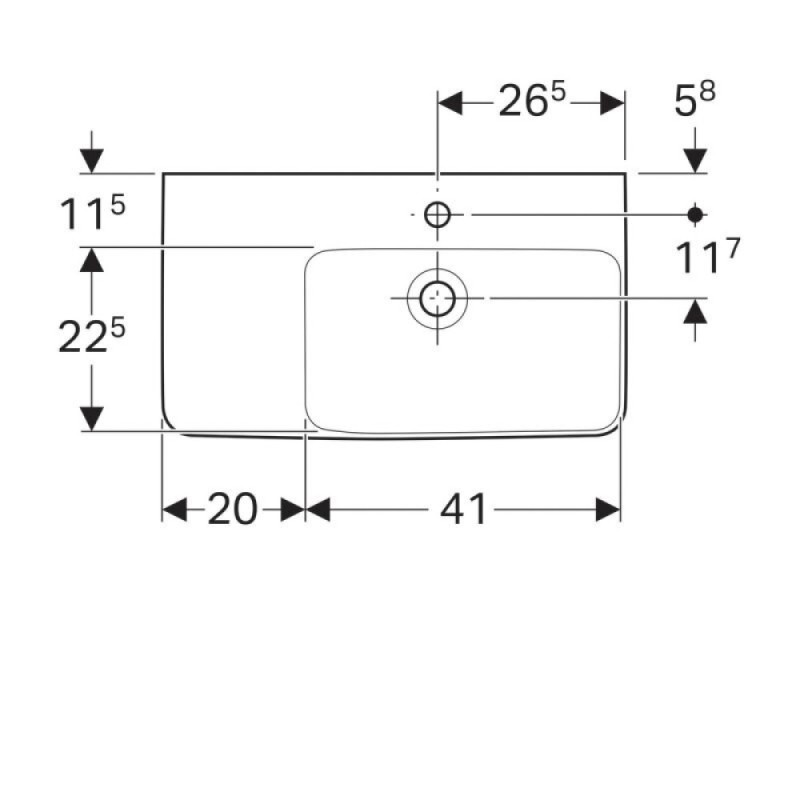 Раковина Geberit Renova Nr. 1 226165000/226265000, 65 см, L/R, керамика, белая