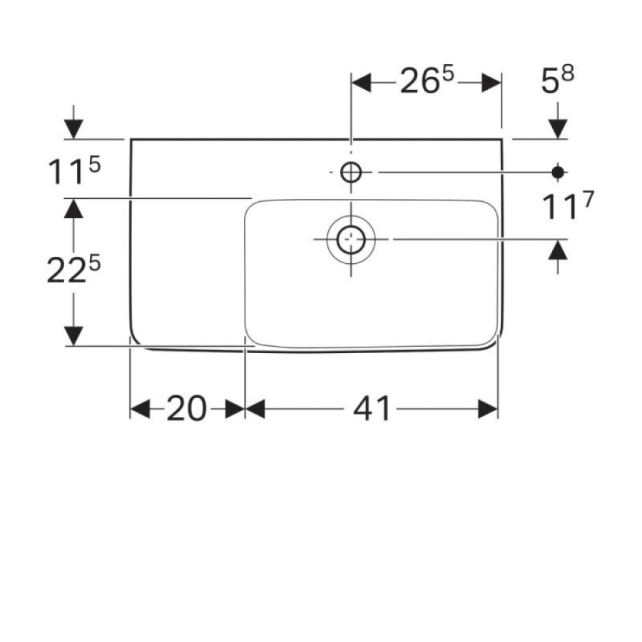 Раковина Geberit Renova Nr. 1 226165000/226265000, 65 см, L/R, керамика, белая