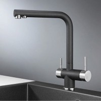Смеситель Granula GR-2305 2305bl, для кухонной мойки, с подключением к фильтру, черный