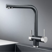 Смеситель Granula GR-2305 2305sv, для кухонной мойки, с подключением к фильтру, шварц