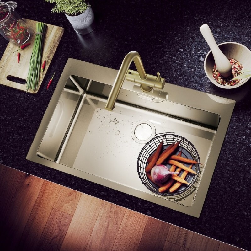 Смеситель Timo Saona 2356/17FL для кухонной мойки с выдвижным изливом, под фильтр, цвет золото матовое