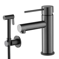 Смеситель для раковины Timo Saona 2360/18G, с гигиеническим душем, цвет черное золото