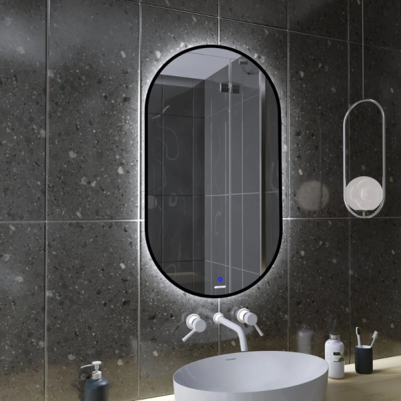 Зеркало Grossman NERO-промо BLACK 24601002, 60 х 100 см, LED-подсветка, сенсорный выключатель, рама черная