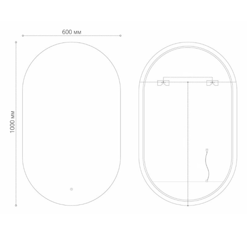 Зеркало Grossman NERO-промо BLACK 24601002, 60 х 100 см, LED-подсветка, сенсорный выключатель, рама черная
