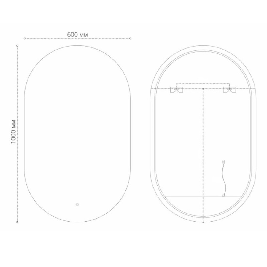 Зеркало Grossman NERO-промо BLACK 24601002, 60 х 100 см, LED-подсветка, сенсорный выключатель, рама черная