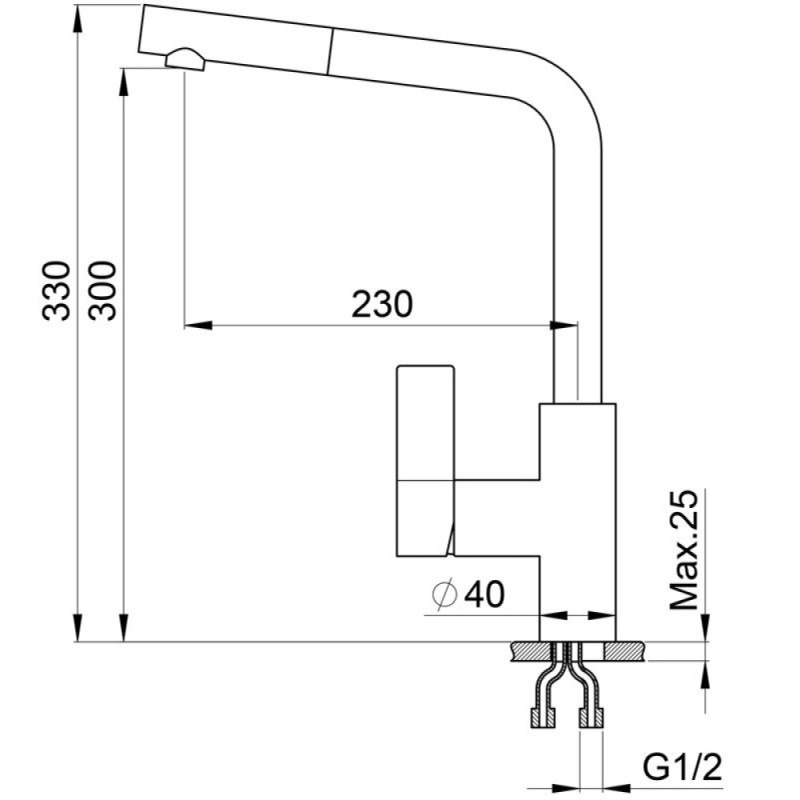 Смеситель Granula GR-2501 2501cl, для кухонной мойки, классик