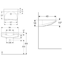 Раковина Geberit Paracelsus 251060000, 64 см, фарфор, белая