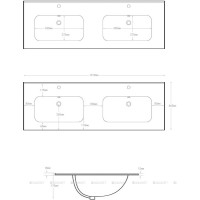 Раковина сдвоенная Aquanet Flat 254367, 120 см, керамика, белая