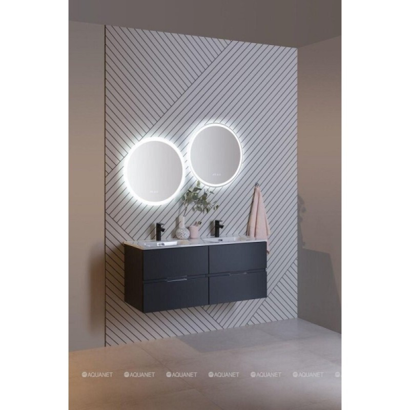 Раковина сдвоенная Aquanet Flat 254367, 120 см, керамика, белая