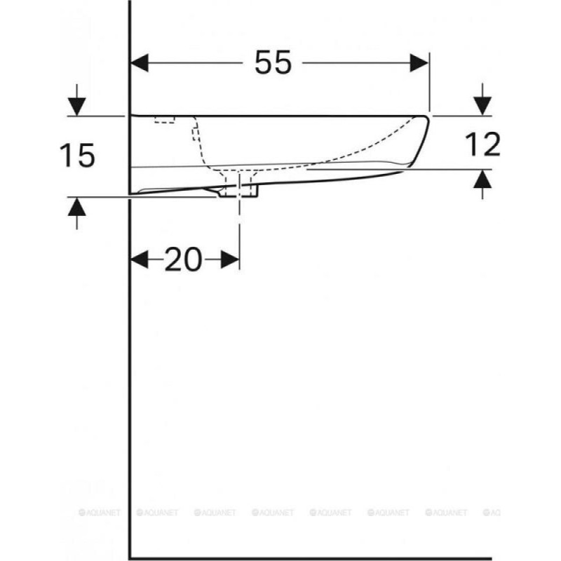 Раковина Geberit Renova Comfort 258555000, 55 см, фарфор, белая
