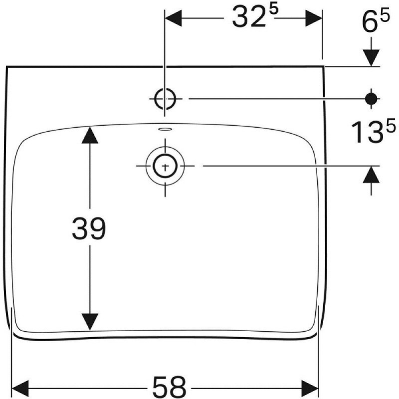Раковина Geberit Renova Comfort 258565000, 65 см, фарфор, белая