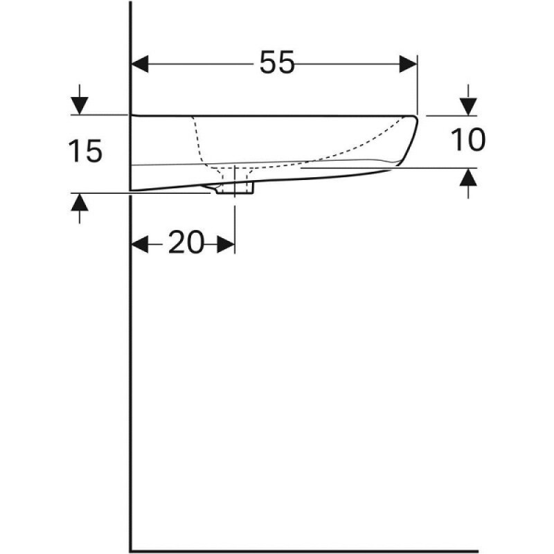 Раковина Geberit Renova Comfort 258565000, 65 см, фарфор, белая