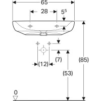 Раковина Geberit Renova Comfort 258567000, 65 см, фарфор, белая