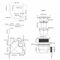 Душевой поддон WasserKRAFT Isen 26T01, четверть круга, 90 x 90 см, акрил 5мм, белый