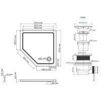 Душевой поддон WasserKRAFT Isen, пятиугольный, 100 x 100 см, акрил 5 мм, белый, 26T38