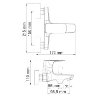 Смеситель WasserKRAFT Salm 2701, для ванны и душа, с душевым гарнитуром, хром