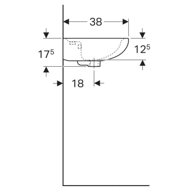 Раковина Geberit Renova 273050000, 50 см, фарфор, белая