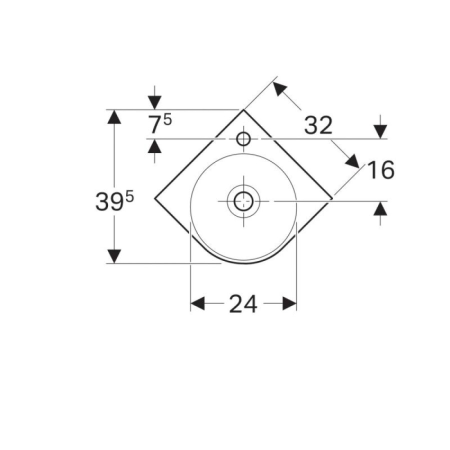 Раковина Geberit Renova Compact 276132000, 45 см, керамика, белая