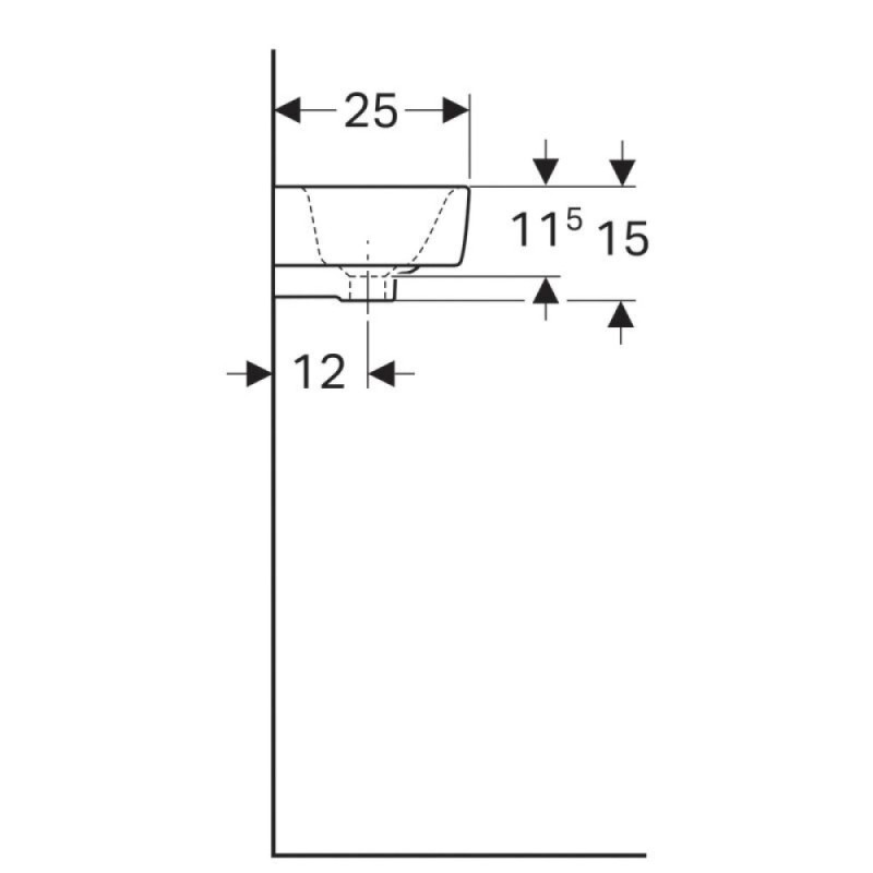 Раковина Geberit Renova Nr. 1 276240000, 40 см, керамика, чаша справа, белая