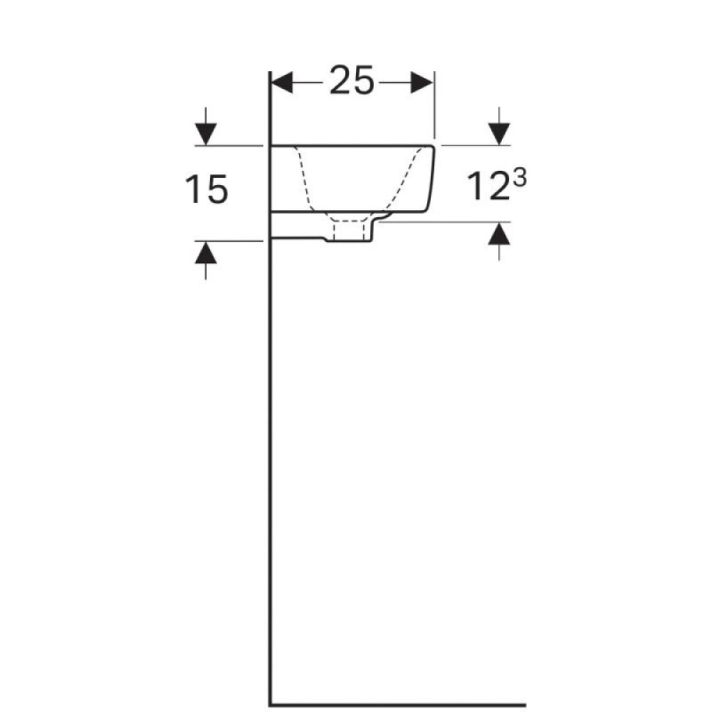 Раковина Geberit Renova Compact 276250000/276350000, 50 х 25 см, левая/правая, белая