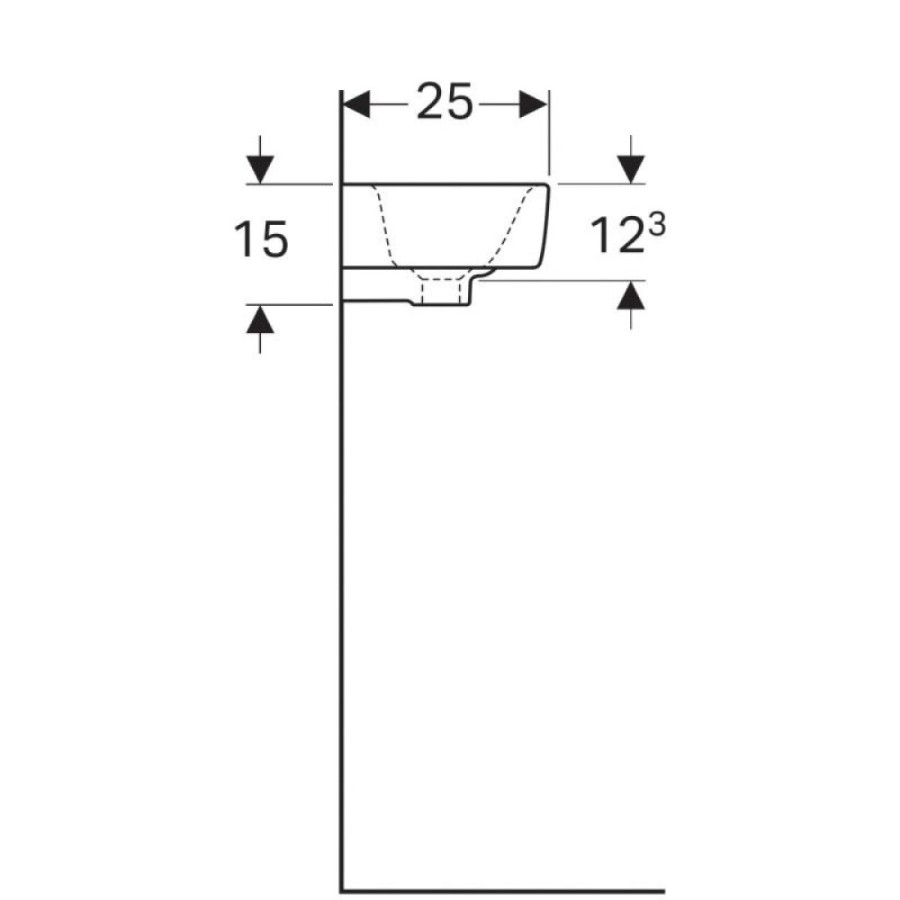 Раковина Geberit Renova Compact 276250000/276350000, 50 х 25 см, левая/правая, белая
