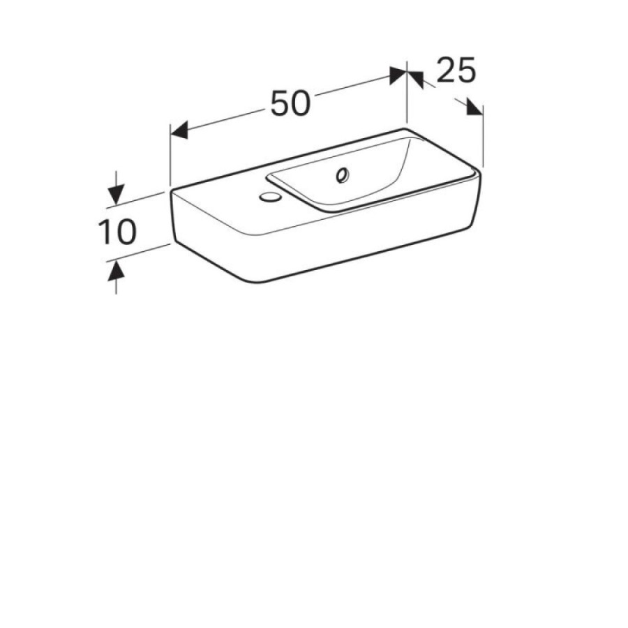 Раковина Geberit Renova Compact 276250000/276350000, 50 х 25 см, левая/правая, белая