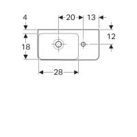 Раковина Geberit Renova Compact 276250000/276350000, 50 х 25 см, левая/правая, белая