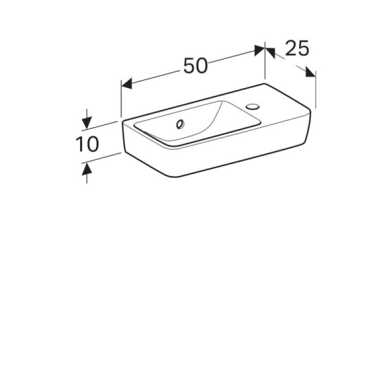 Раковина Geberit Renova Compact 276250000/276350000, 50 х 25 см, левая/правая, белая
