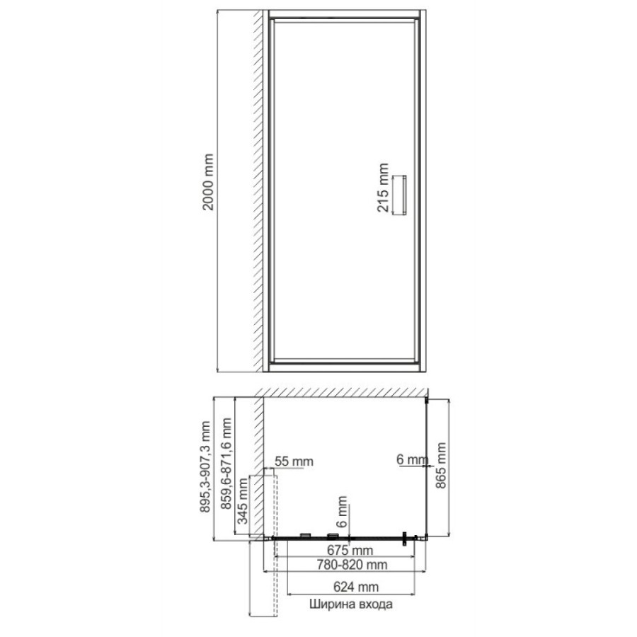 Душевой уголок WasserKRAFT Salm 27I28, 80 х 90 см, стекло прозрачное, профиль хром