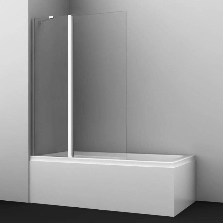 Стеклянная шторка на ванну WasserKraft Salm 27P, 110 х 140 см, распашная, стекло прозрачное, профиль хром, 27P02-110 Fixed